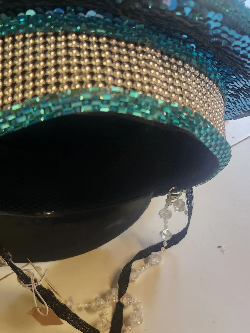Source Unknown Turquoise Sequin Mermaid Shell Hat with Pink Accents